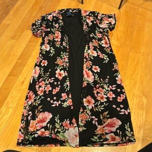 Stella & Julie Classic Black Dress with a Floral sewn in shell